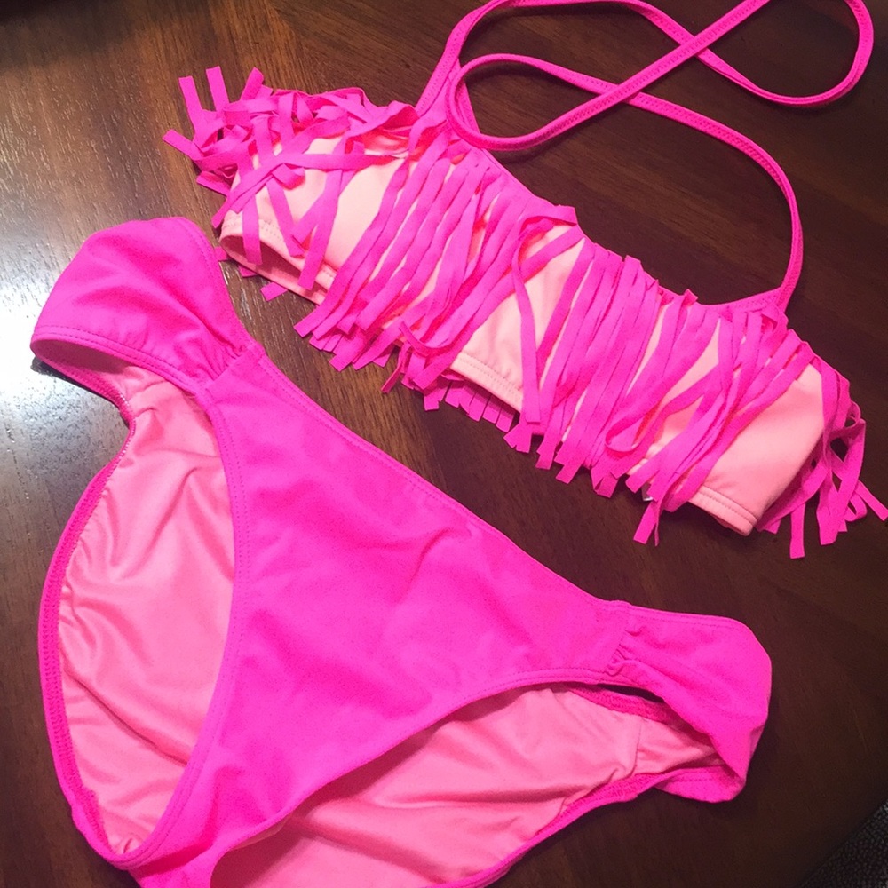 Pink Fringe Two Piece